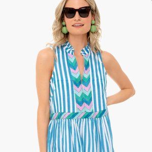 OLIPHANT Playa Blue Yoke Dress, Size Small